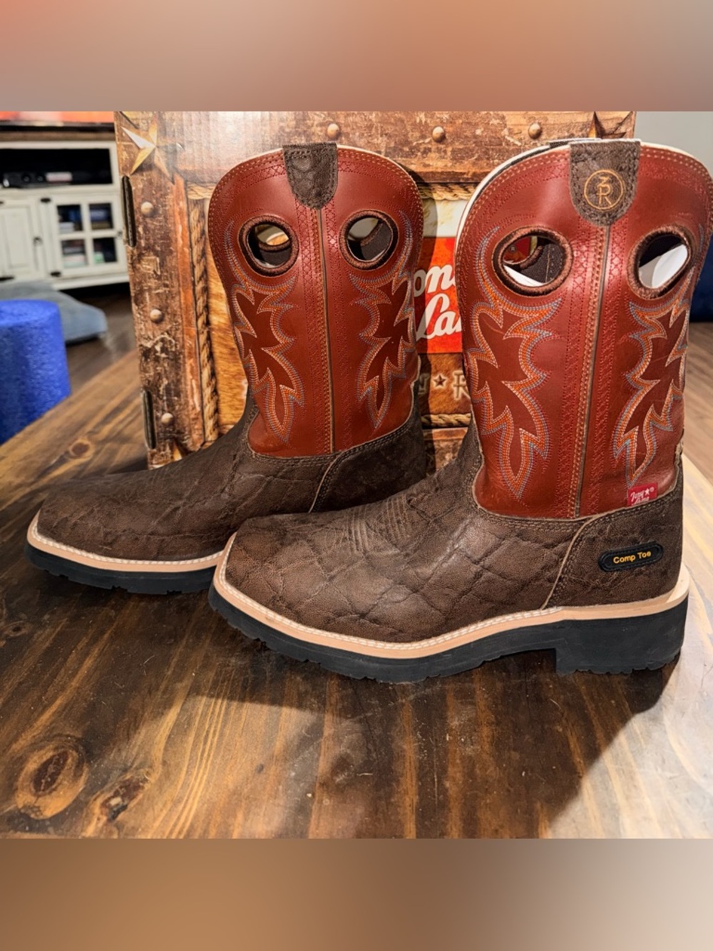 Tony Lama Brown Steel Toe Work Boots